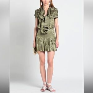 Balmain Green V-Neck Shift Dress in Size Medium | US8, FR40